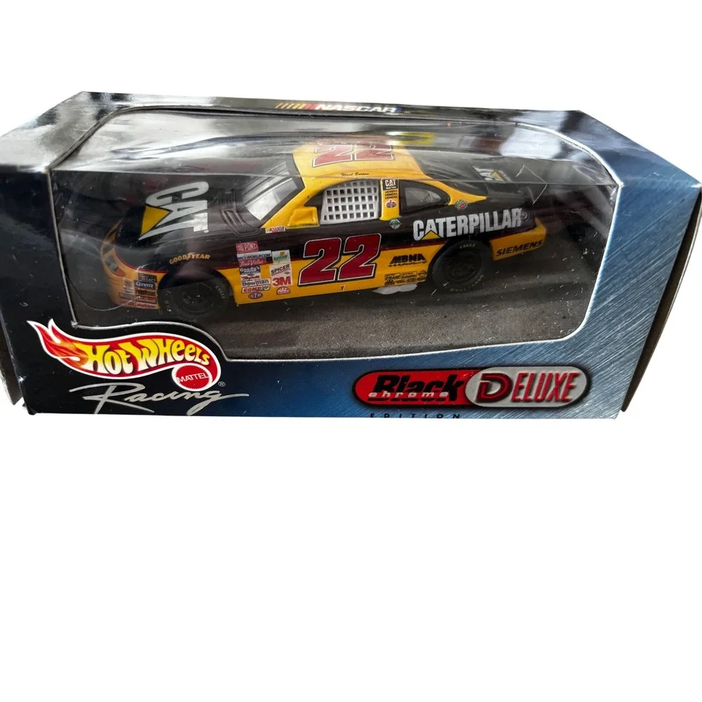 New Hot Wheels Racing Ward Burton 22 Caterpillar Black Chrome Deluxe 1:43 NASCAR